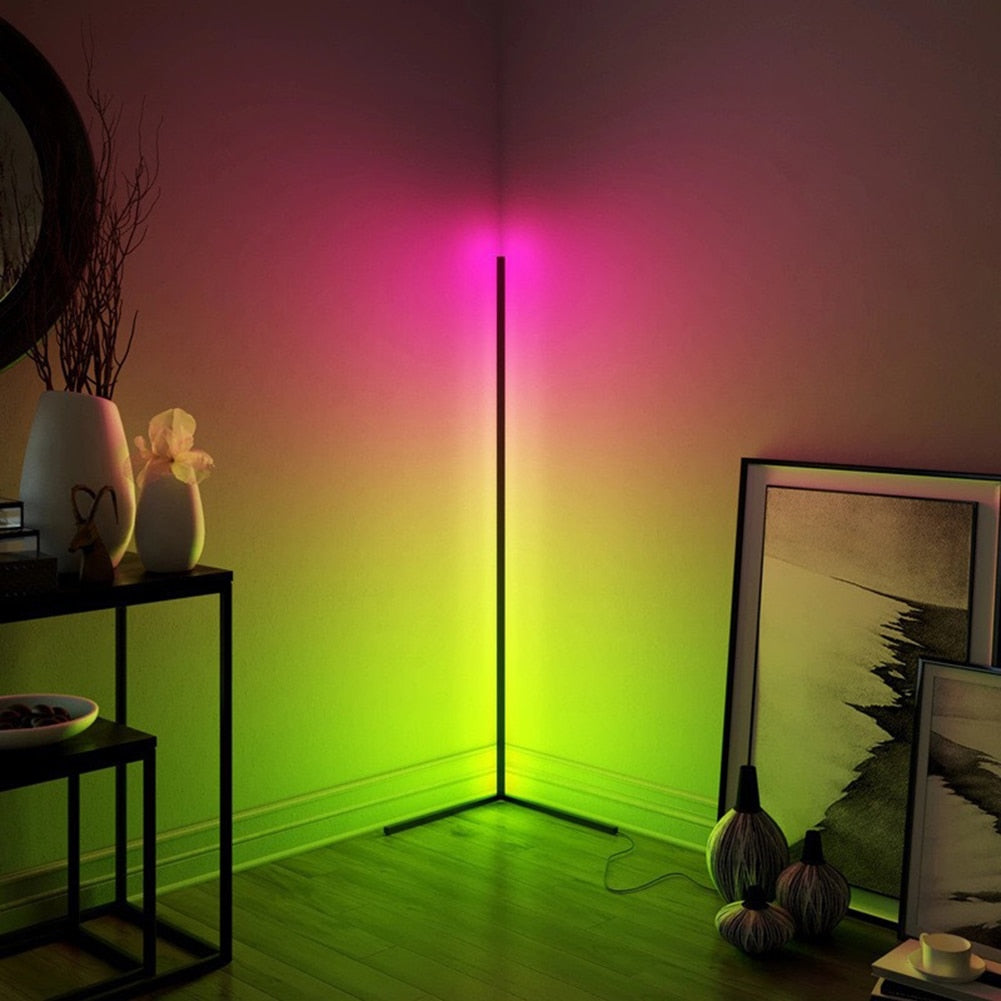 RGB LED Living Room Dimmable 140cm - Corner Floor Lamp WIFI Smart Mood Light Art Decor Atmospheric Standing Stand RGB Colorful LED Floor Lamp RGB APP Control Bedroom Atmosphere USB Stand Home Lighting