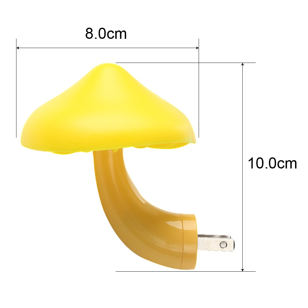 Led Night Light Mushroom Wall Socket Lamp Eu Us Plug Warm White Light-control Sensor Bedroom Light Home Decoration - DITCHWORLD