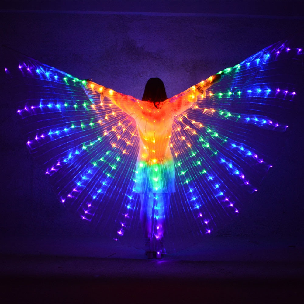 ANGEL WINGS Belly Dance LED Wings Children Performance Fluorescent Butterfly Isis Wings Belly Dancing Bellydance Carnival Led Costumes Shows - DITCHWORLD