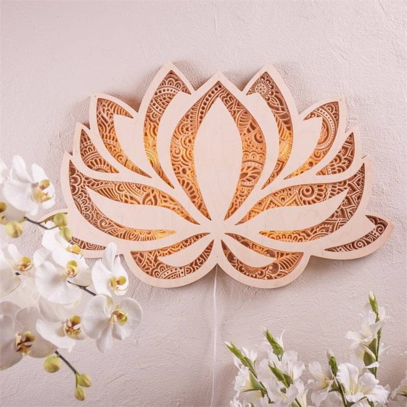 Lotus Flower Mandala Yoga Room Art Decoration Ornaments Mandala Yoga Room Night Light Wall Hanging Living Room Home Decor - DITCHWORLD