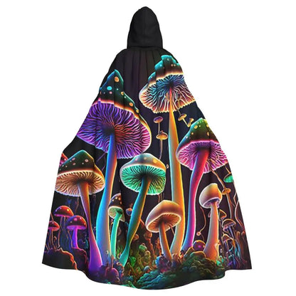 Hooded Cloak - Glowing Psychedelic Mushrooms Trippy Mushroom  Witch Medieval Costume Cosplay Cape Halloween festival Adult Unisex