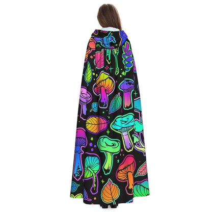 Hooded Cloak - Glowing Psychedelic Mushrooms Trippy Mushroom  Witch Medieval Costume Cosplay Cape Halloween festival Adult Unisex