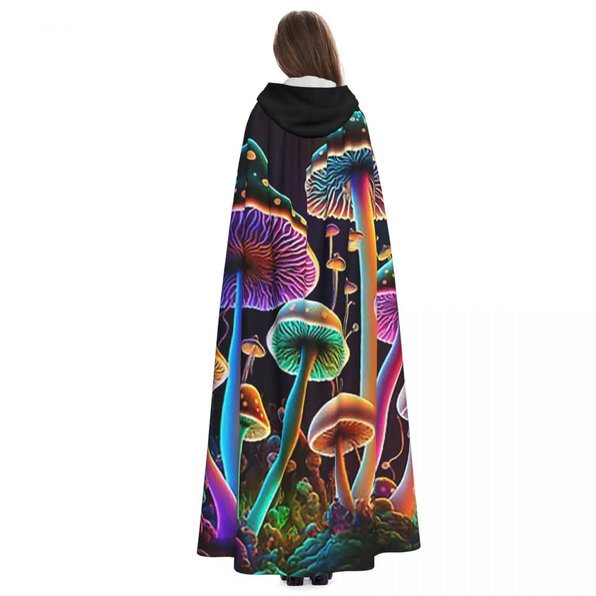 Hooded Cloak - Glowing Psychedelic Mushrooms Trippy Mushroom  Witch Medieval Costume Cosplay Cape Halloween festival Adult Unisex