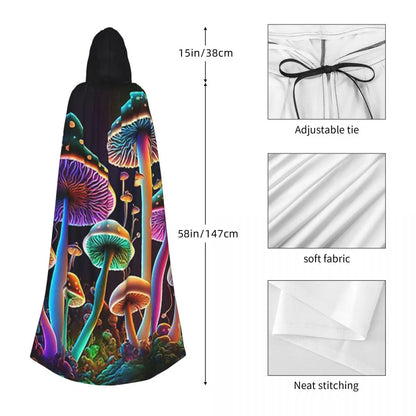 Hooded Cloak - Glowing Psychedelic Mushrooms Trippy Mushroom  Witch Medieval Costume Cosplay Cape Halloween festival Adult Unisex