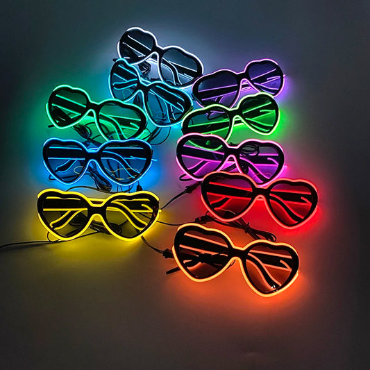 LED Sunglasses Womens Heart Shape Neon Party Glasses DJ Dance Concert (Multi-colours)