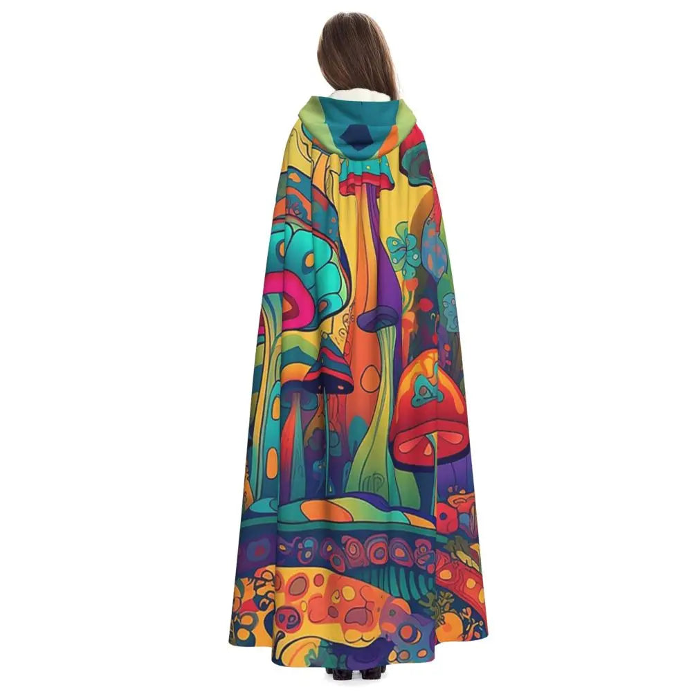 Hooded Cloak - Glowing Psychedelic Mushrooms Trippy Mushroom  Witch Medieval Costume Cosplay Cape Halloween festival Adult Unisex