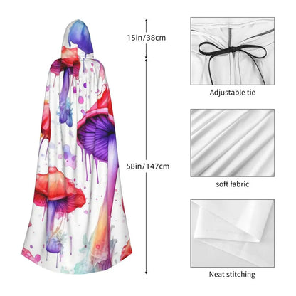 Hooded Cloak - Glowing Psychedelic Mushrooms Trippy Mushroom  Witch Medieval Costume Cosplay Cape Halloween festival Adult Unisex