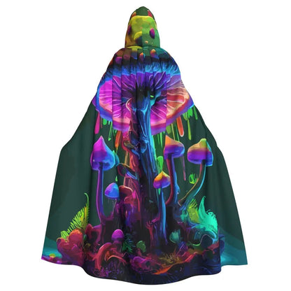 Adult Cloak Cape Hooded Psychedelic Magic Mushrooms Medieval Costume Witch Wicca Vampire Carnival Party