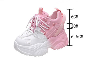 Shoes High Platform Chunky Sneakers Women Sports Tennis Sneakers - White