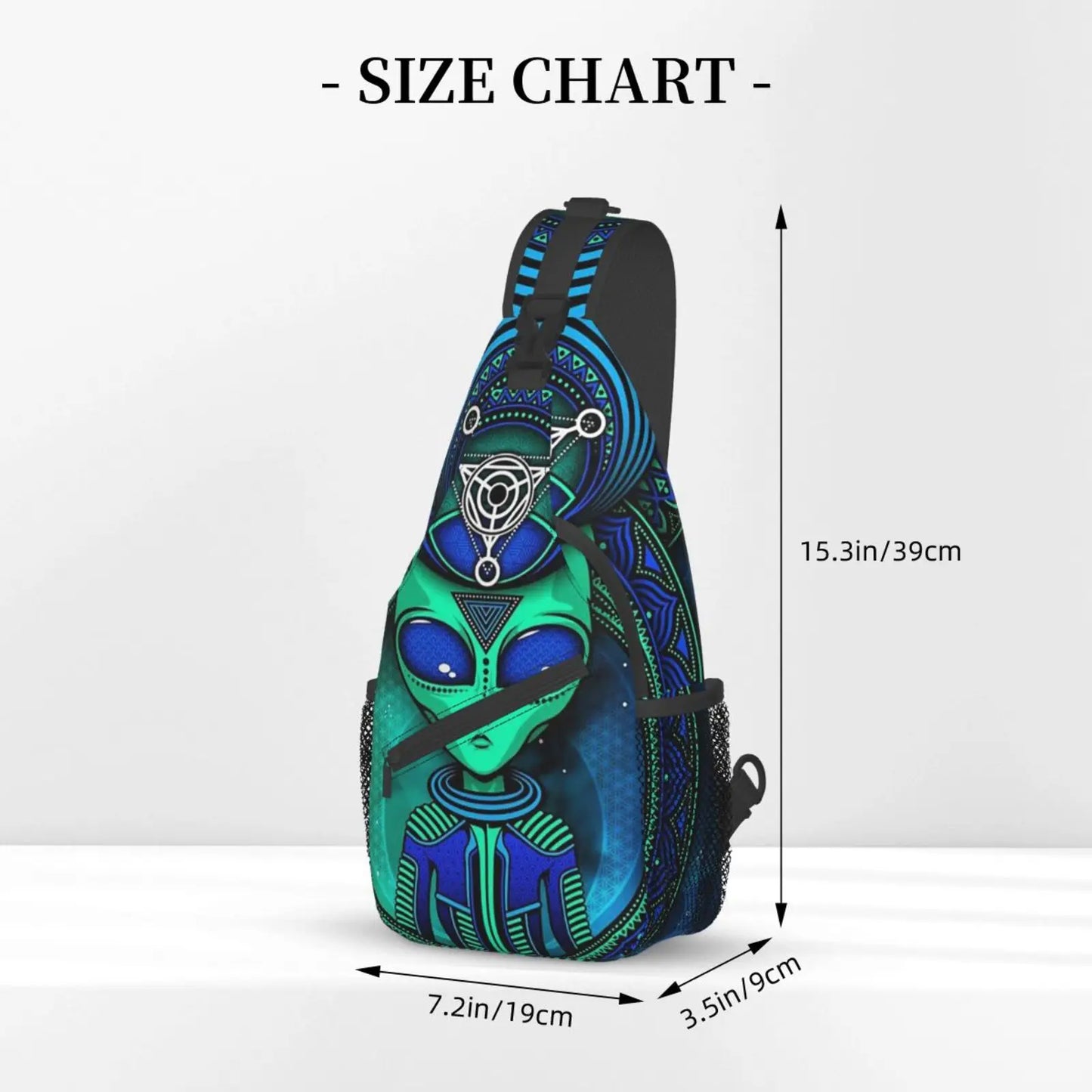 Alien Teardrop Bag Backpack - Triangle In Lotus Crossbody Backpack Unisex Sling Chest Bag Gym Bag Travel Bag