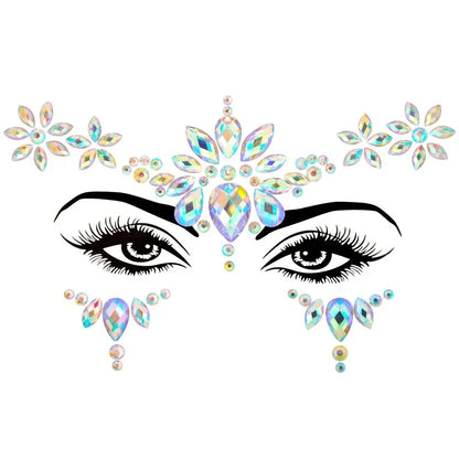 3D Charms Face Jewelry Acrylic Body Art Make Up Party Temporary Fake Glitter Tatoos Face Diamond Eye Halloween New Year Stickers
