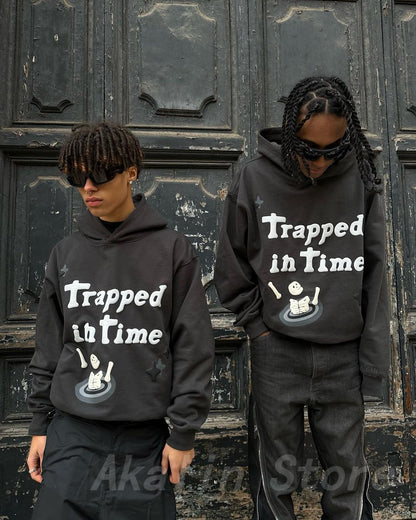 Trapped in Time Hoody - Print Hoodies Oversized Streetwear Men High Quality Cotton Liner Sweatshirt Top Y2k sweater jumper - DITCHWORLD