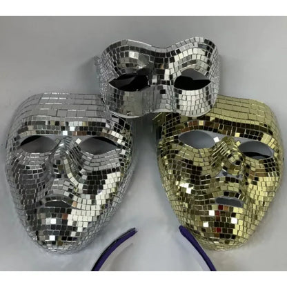 Disco Ball Glitter Mirror Face Mask Festival Masquerade Masks for Cosplay Halloween Party Night Club DJ Mask