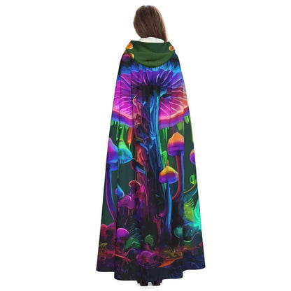 Adult Cloak Cape Hooded Psychedelic Magic Mushrooms Medieval Costume Witch Wicca Vampire Carnival Party