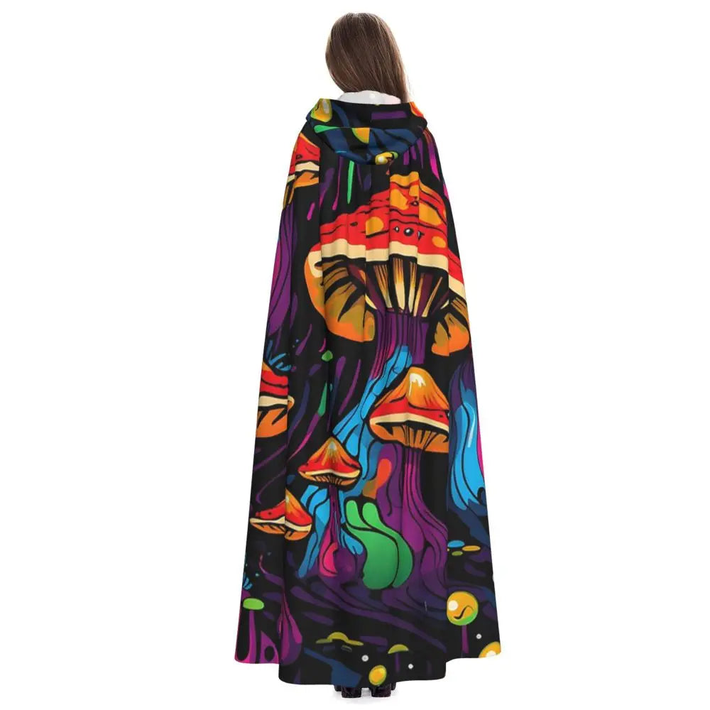 Hooded Cloak - Glowing Psychedelic Mushrooms Trippy Mushroom  Witch Medieval Costume Cosplay Cape Halloween festival Adult Unisex