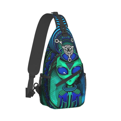 Alien Stickers Bag Teardrop Backpack Crossbody Backpack Unisex Sling Chest Bag Gym Bag Travel Bag
