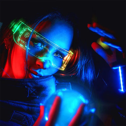 LED Robo-Shades Sunglasses cyberpunk Neon Party Glasses DJ Dance Concert