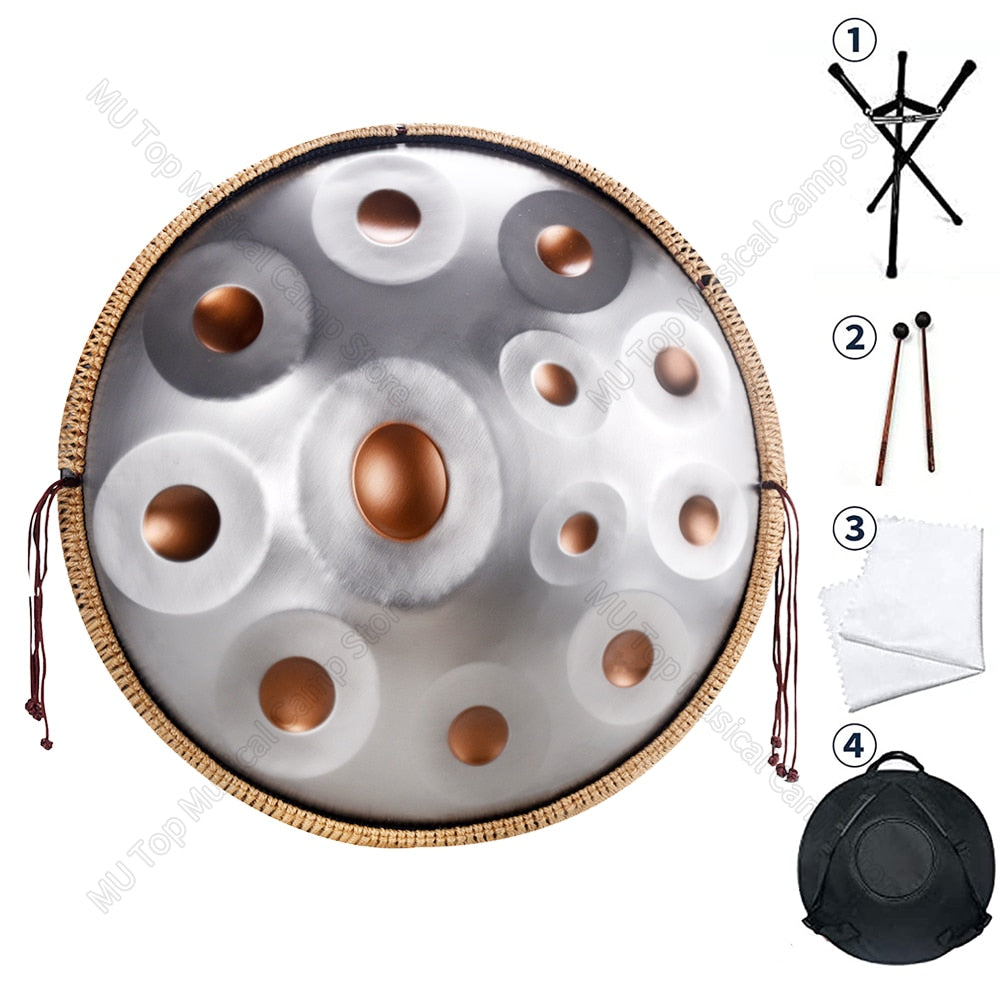 440HZ Handpan Drum 9/10/12 Pad Tones - 22 inch Steel Drum Instrument - DITCHWORLD
