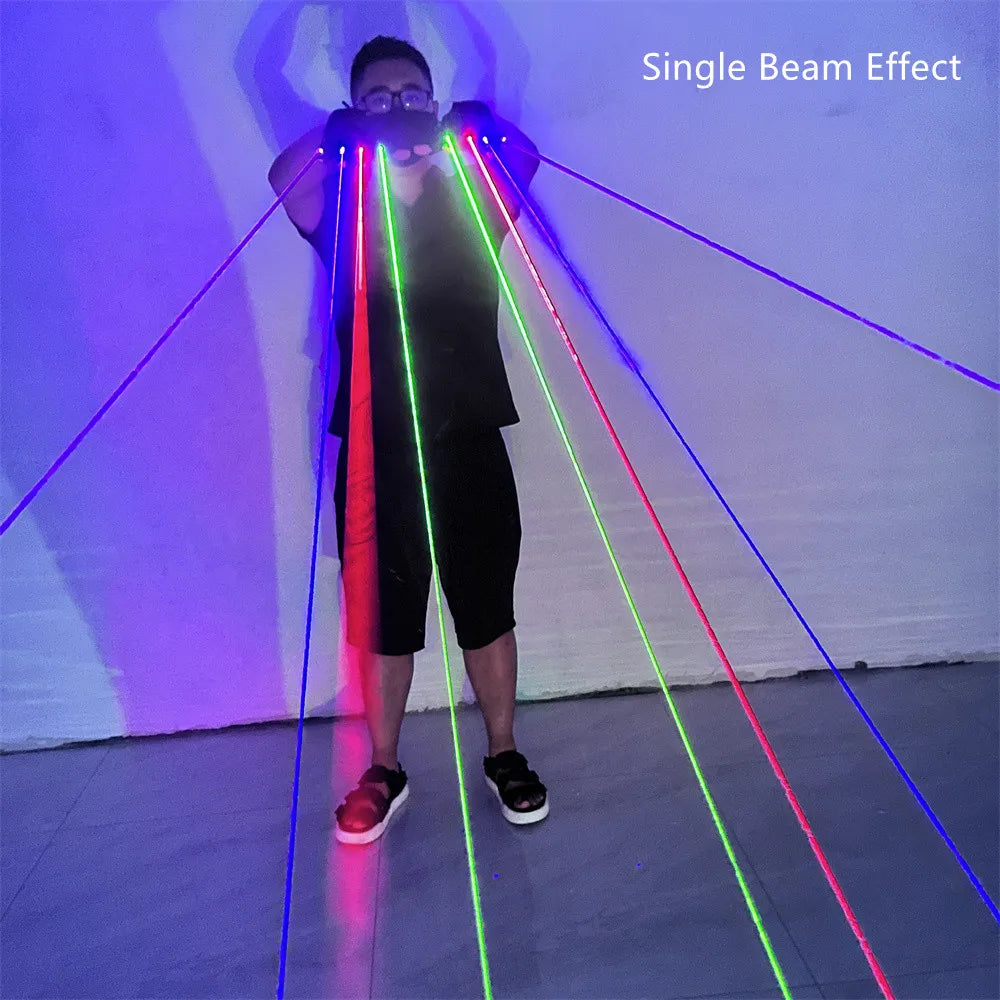 RGB Laser Gloves - Green Blue Red Purple Multi-line w/ Rechargeable Battery