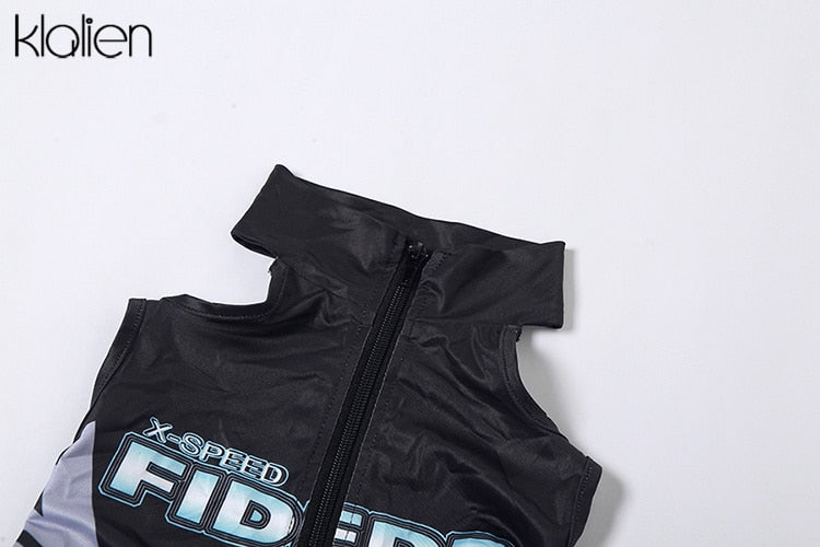 Bodysuit Stretch Zipper Backless Y2K F1 - Xseries Grey - DITCHWORLD
