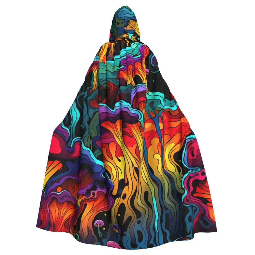 Hooded Cloak - Glowing Psychedelic Mushrooms Trippy Mushroom  Witch Medieval Costume Cosplay Cape Halloween festival Adult Unisex