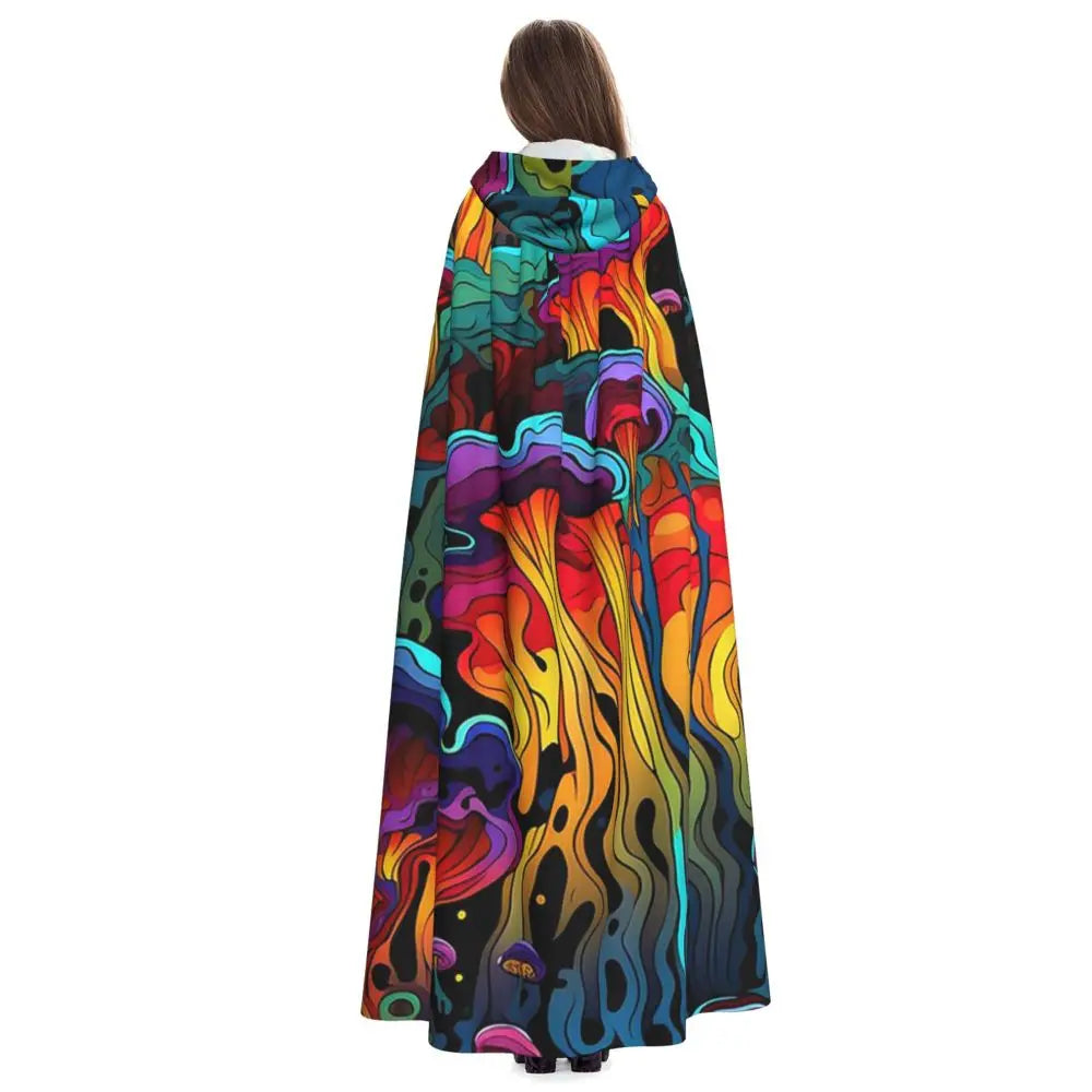 Hooded Cloak - Glowing Psychedelic Mushrooms Trippy Mushroom  Witch Medieval Costume Cosplay Cape Halloween festival Adult Unisex