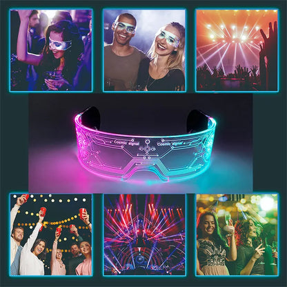 LED Robo Shades Sunglasses steam-punk Neon Party Glasses DJ Dance Concert
