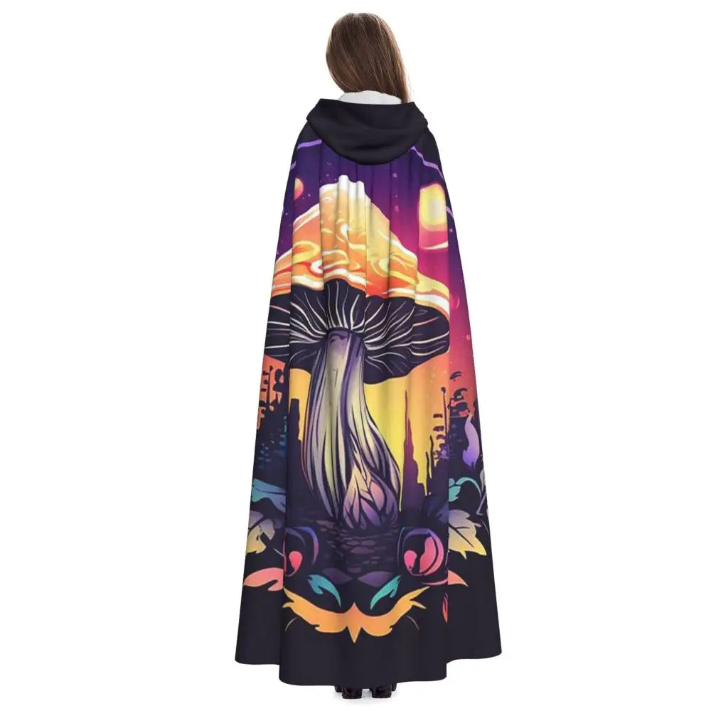 Hooded Cloak - Glowing Psychedelic Mushrooms Trippy Mushroom  Witch Medieval Costume Cosplay Cape Halloween festival Adult Unisex