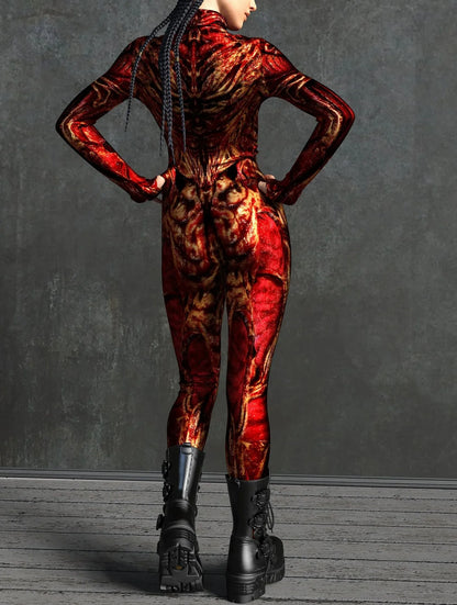 Fire Hot Hypnotic Bodysuit - Skinny Jumpsuit Wear Onesie Doof Costume Elastic Bodysuits Rave Rompers - DITCHWORLD