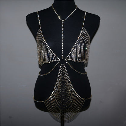Sexy Body Chain Multilayer Chest Chain Dress With Rhinestones For Women Fashion Festival Top Luxury Layer