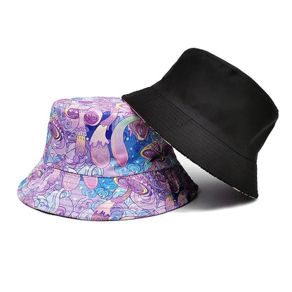 Mushroom Bucket Hats Female Men Unisex Hat Double-sided Sun Hat Reversible Basin Cap