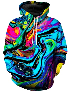 Trippy Hoodie Psychedelic swirl of vibrant colors 3D Print + Sweatshirt