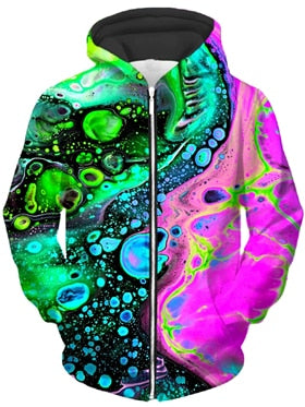 2023 Trippy Ooze Hoodie Psychedelic swirl of vibrant colours + Sweatshirt + Zip Up Options - DITCHWORLD