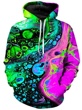 2023 Trippy Ooze Hoodie Psychedelic swirl of vibrant colours + Sweatshirt + Zip Up Options