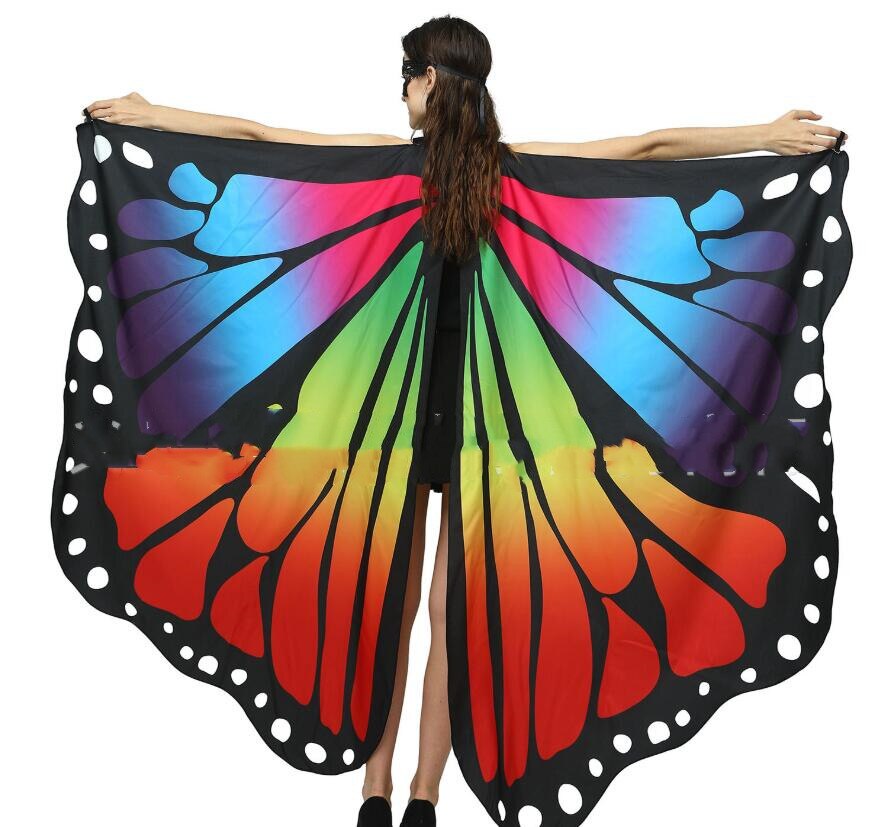 Butterfly Wings Shawl for Women Ladies Cape Nymph Pixie Costume Wings  Carnival Performance Clothing (Blue) Big Size - DITCHWORLD