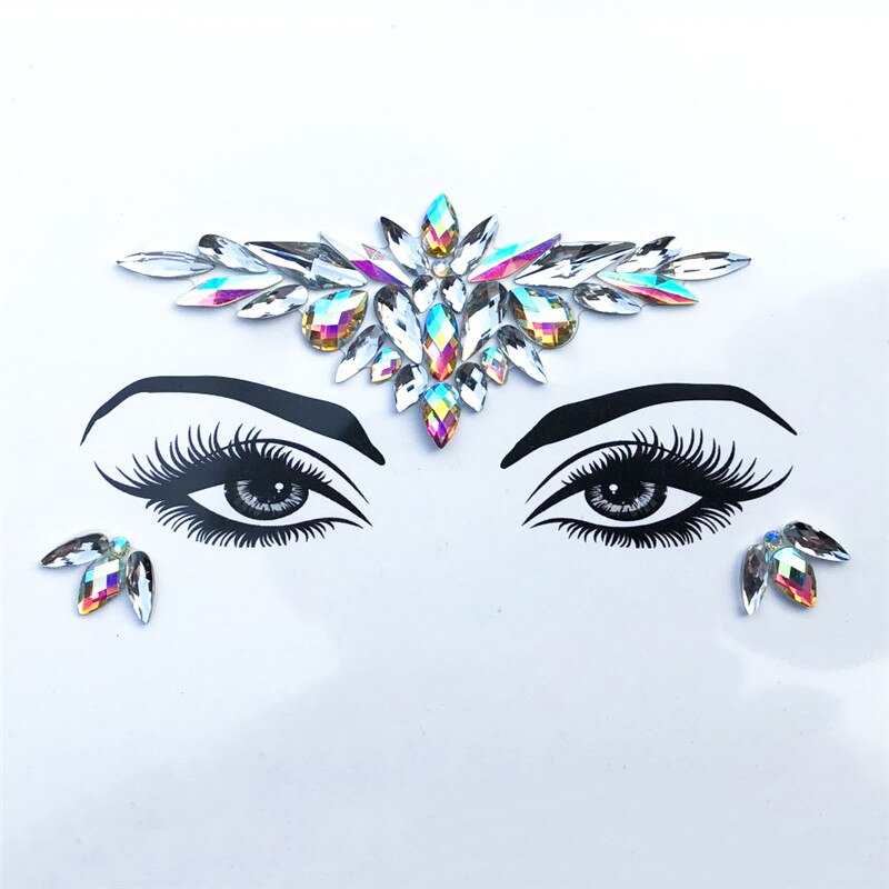 Adhesive Face Art Gems Festival Jewellery Temporary Face Jewels Stickers Party Body Rhinestone Flash Body Make Up Accessories - DITCHWORLD