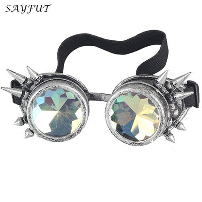 Kaleidoscope goggles Crystal Lenses Men Women Rivet Steampunk Goggles  Eyewear - DITCHWORLD