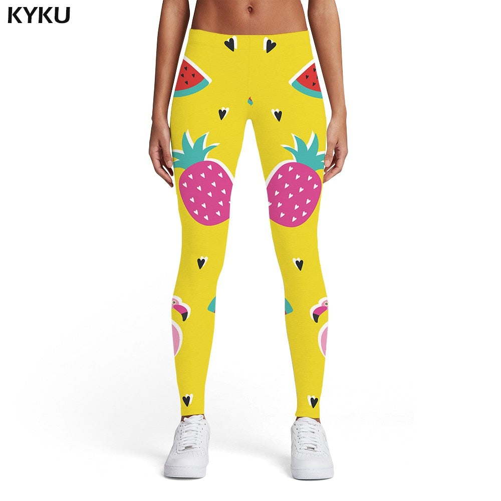 KYKU Brand Psychedelic Leggings Women Colorful 3d Print Dizziness Elastic Gothic Trousers Rainbow Spandex Womens Leggings Pants - DITCHWORLD