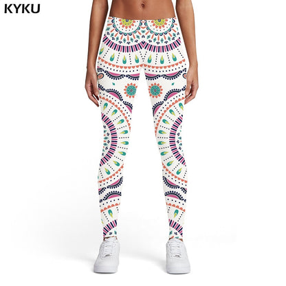 KYKU Brand Psychedelic Leggings Women Colorful 3d Print Dizziness Elastic Gothic Trousers Rainbow Spandex Womens Leggings Pants - DITCHWORLD