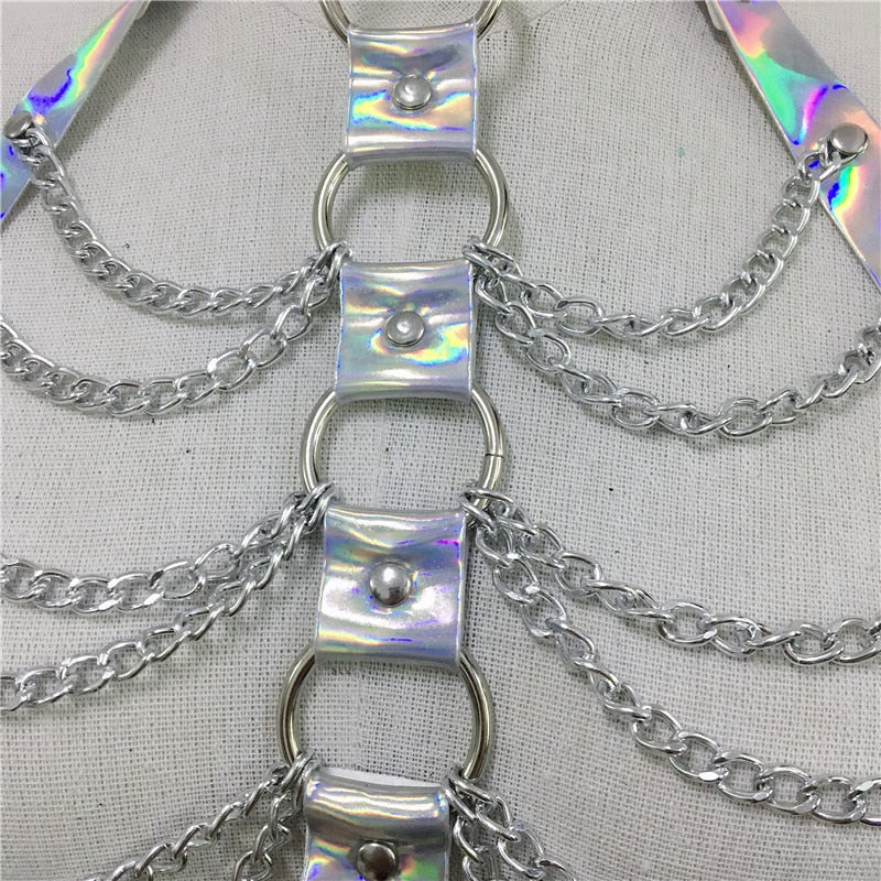 Holographic Two Piece Chain Set w/ Adjustable Waist Music Festival-wear