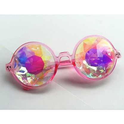 1pcs Clear Round Glasses Kaleidoscope Eyewears Crystal Lens Party Rave Sunglasses female mens glasses Party Queen gifts Hot