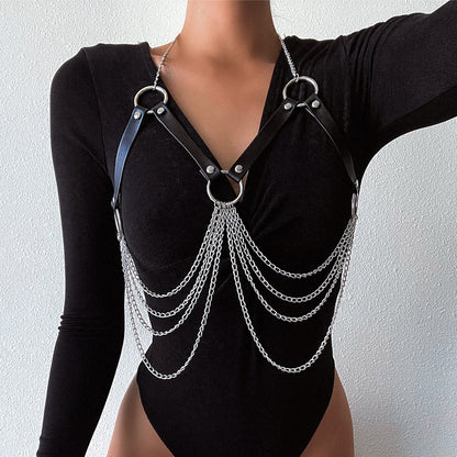 Sexy Body Harness Woman Chain Top Punk Rock Leather Belt  Club Festival Fashion Jewelry Goth Accessories - DITCHWORLD