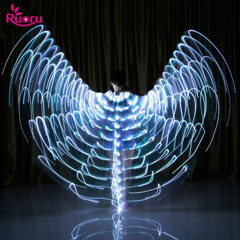 Ruoru Rainbow Color Angel Led Wings Adult Led Costume Circus Led Light Luminous Costumes Party Show Isis Wings Dancewear - DITCHWORLD