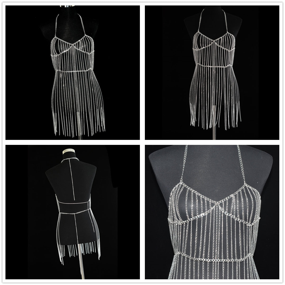 Metal Body Chain Bodysuit Dresses / Tops / bottoms  Sexy Festival-wear Exotic Chainlinked chainwear - DITCHWORLD