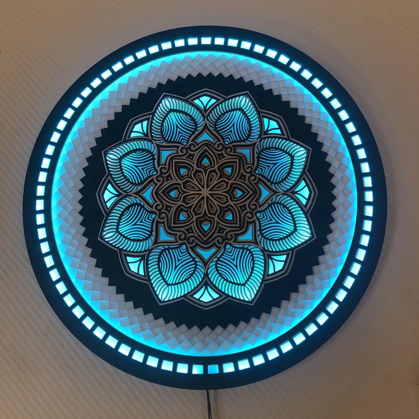 Glowing LED Mandala(s) Flower Wall Decor Lotus Flower Sculpture Wall Art Yoga Abstract Flower Room Decoration - DITCHWORLD