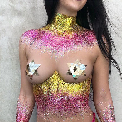 Metallic Color Sexy Breast Self Adhesive Stickers Ultra-thin Breathable Chest Sticker Beach Party Rave Clubwear Stickers
