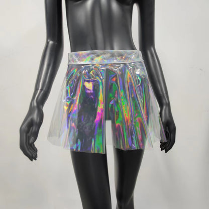 Mini Transparent Skirt Sexy Aesthetic Holographic Dresses Festival Party Rave Doof Outfits